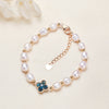 Pearl Four Leaf Clover Bracelet, Floral Chain Jewelry