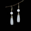 Vintage Floral Drop Earrings with Shell Flower and Bead Charm