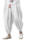Men's Linen Harem Pants With Drawstring Waist And Pockets