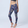 Model wearing full-length floral print yoga leggings
