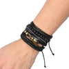 Handmade Faux Leather Wrap Bracelet Set with Leaf Charm