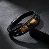 Tiger Eye Power Magnetic Buckle Multilayered Leather Bracelet