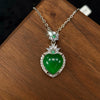 Green Chalcedony Heart Pendant Necklace with Gold-Tone Chain