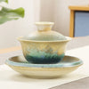 Green Ocean Waves Ceramic Gaiwan Teacup Set