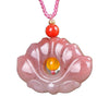 Pink Golden Silk Jade Lotus Pendant Necklace
