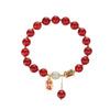 Red Agate Bracelet with Jade and Enamel Charm