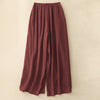 Rust red high waist wide leg cotton linen pants with pockets