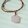 Hexagon Crystal Pendant Necklace Handmade Adjustable Cord