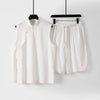 Men's Cotton Linen Vest and Shorts Set, Chinese Style Sleeveless Top