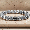 Natural Stone Bead Bracelet with Hematite Charm