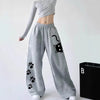 Women's Wide Leg Pants with Moon and Cat Print