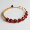 Gold-Tone Wire Wrapped Gemstone Bead Bangle Bracelet