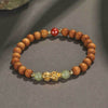 Pixiu Wealth Bracelet with Jade and Wood Beads