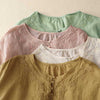 Women's Embroidered Cotton Linen Top, Round Neck Half Sleeve