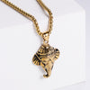 Stainless Steel Elephant Pendant Necklace, Gold Black Steel