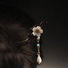 Wooden Flower Hairpin with Dangling Charm