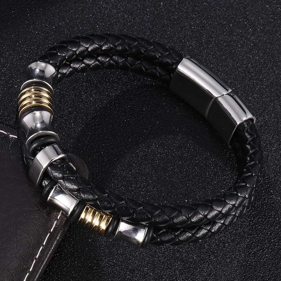 Layered Leather Weave Fortune Bracelet for Men and Women