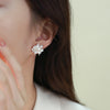 Natural Pearl Flower Stud Earrings, Silver Post