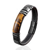 Tiger Eye Stone Leather Buckle Bracelet Unisex