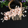 Handmade Floral Hair Comb and Pin Set with Clear Quartz