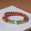 Wood and Green Stone Double Wrap Bracelet