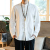 Men's Linen Tang Suit Shirt with Frog Buttons, Long Sleeve