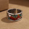 Blue Enamel Koi Fish Heart Sutra Success Ring