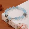 Aquamarine Daisy Charm Bracelet, Sterling Silver Key and Heart