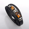 Tiger Eye Power Magnetic Buckle Multilayered Leather Bracelet