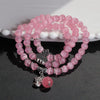Cat Eye Triple Wrap Bracelet with Lucky Cat Charm