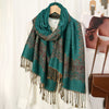 Jacquard Floral Print Tassel Scarf Wrap for Women