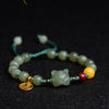Tiger Jade Bracelet with Cinnabar and Amber