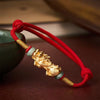 Pixiu Red String Bracelet with Gold-Tone Charm