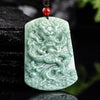 Natural Jade Dragon Pendant Necklace, Chinese Zodiac Green Stone