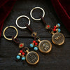 Chinese Zodiac Brass Keychain with Eight Guardian Buddhas