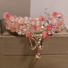 Peach Cat's Eye Triple Wrap Bracelet with Butterfly Charm