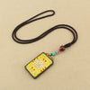 Tibetan Thangka Pendant Necklace, Ebony Wood Rope