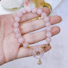 Pink Rose Quartz Peace Buckle Adjustable Bracelet