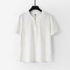 Men's Linen Blend V-Neck T-Shirt with Frog Button
