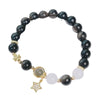 Silver Sheen Obsidian Bracelet with Heart, Star or Flower Charm