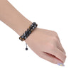 Natural Tiger Eye Black Magnetite Double Row Beads Bracelet
