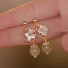 Jade and Shell Flower Drop Earrings