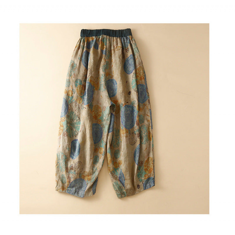 Women's Harem Pants Retro Casual Chinese Frog-Button Design With Pockets