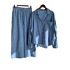 Women's Cotton Linen Meditation Set Long Sleeve Shirt Pants