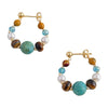Pair of gold-tone hoop earrings with mixed natural stone beads