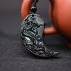 Black Obsidian Yin Yang Dragon Phoenix Necklace Pendant