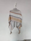 Tibetan Shawl Blue Beige Red Wavy Pattern Winter Warm Tassel Scarf