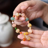 Golden Silk Jade Gourd Charm Bracelet