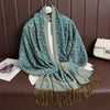 Jacquard Paisley Flower Pattern Color Contrast Design Tassel Cozy Scarf Shawl