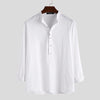 Men's Solid Color Half Button Long Sleeve Cotton Shirt